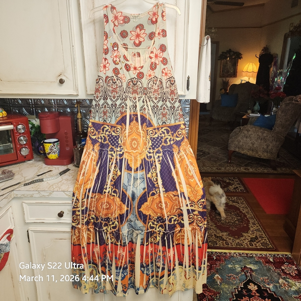 One World XL Floral & Baroque Print Maxi Dress - Multi